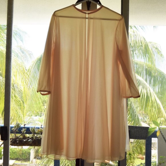 Vanity Fair Robe 2 Layer Peignoir 38 Chiffon Peach Vintage 1950s Hollywood Glam - Picture 1 of 14